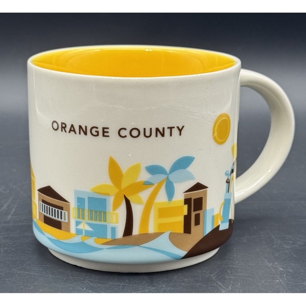 Starbucks You Are Here Orange County California Mug Yellow Interior YAH 14oz